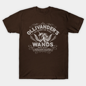 brown olivander's wands tshirt Harry potter