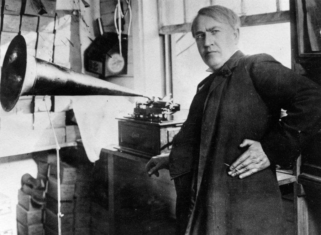 Thomas Edison With Standard Phonograph